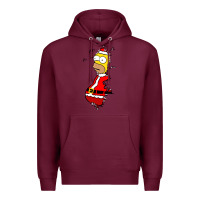 Burgundy Homer Claus Christmas Premium Hoodie - artisFamous