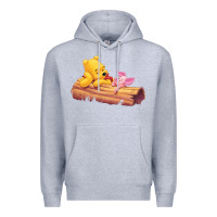Heather Grey Winnie the Pooh Piglet Premium Hoodie - artisFamous