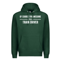 Sports Green i'm awesome i'm a train driver Premium Hoodie - artisFamous