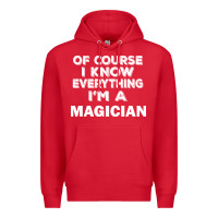 Red i know everything i'm a magician Premium Hoodie - artisFamous