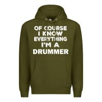 Army Green i know everything i'm a drummer Premium Hoodie - artisFamous
