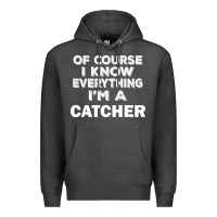 Charcoal Heather i know everything i'm a catcher Premium Hoodie - artisFamous