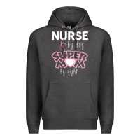 Charcoal Heather nurse by day super mom by night Premium Hoodie - artisFamous