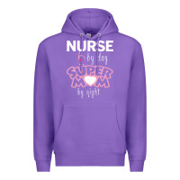 Purple nurse by day super mom by night Premium Hoodie - artisFamous