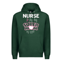 Sports Green nurse by day super mom by night Premium Hoodie - artisFamous