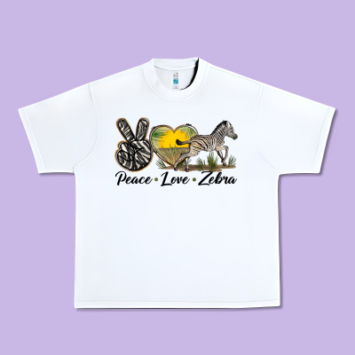 Peace Love Zebra Urban Heavy Tee Designed By Lillyallendesigns