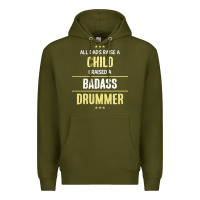 Army Green i raised a badass drummer Premium Hoodie - artisFamous