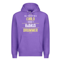Purple i raised a badass drummer Premium Hoodie - artisFamous