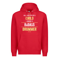 Red i raised a badass drummer Premium Hoodie - artisFamous