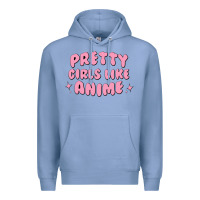 Colony Blue Pretty Girls Like Anime Premium Hoodie - artisFamous