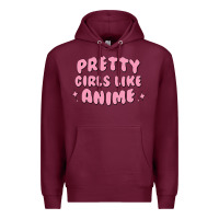 Burgundy Pretty Girls Like Anime Premium Hoodie - artisFamous