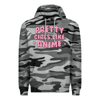 Slate Camo Pretty Girls Like Anime Premium Hoodie - artisFamous