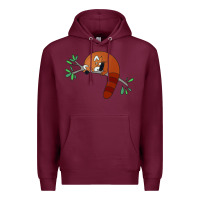 Burgundy red panda sleeping Premium Hoodie - artisFamous