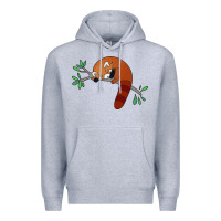 Heather Grey red panda sleeping Premium Hoodie - artisFamous