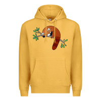 Mustard red panda sleeping Premium Hoodie - artisFamous