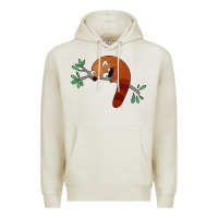 Oatmeal Heather red panda sleeping Premium Hoodie - artisFamous
