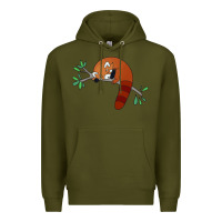 Army Green red panda sleeping Premium Hoodie - artisFamous