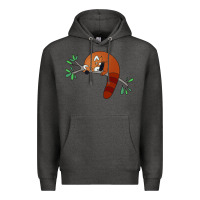 Charcoal Heather red panda sleeping Premium Hoodie - artisFamous