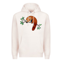 Pale Pink red panda sleeping Premium Hoodie - artisFamous