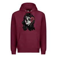 Burgundy sugar skull lady Premium Hoodie - artisFamous
