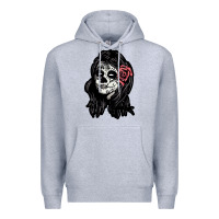 Heather Grey sugar skull lady Premium Hoodie - artisFamous