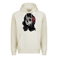 Oatmeal Heather sugar skull lady Premium Hoodie - artisFamous