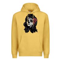 Antique Gold sugar skull lady Premium Hoodie - artisFamous