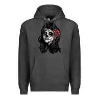 Charcoal Heather sugar skull lady Premium Hoodie - artisFamous