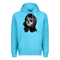Ocean Blue sugar skull lady Premium Hoodie - artisFamous
