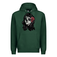 Sports Green sugar skull lady Premium Hoodie - artisFamous