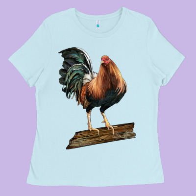 American Game Rooster Standing Ladies Tee Designed By Lillyallendesigns