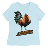 Baby Blue american game rooster standing Ladies Tee - LillyAllenDesigns