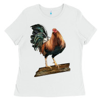 White american game rooster standing Ladies Tee - LillyAllenDesigns