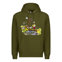 Army Green calvin and hobbes bill watterson Premium Hoodie - artisFamous