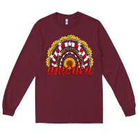 Burgundy america sunflower rainbow Long Sleeve Tee - Artiststas