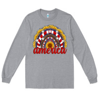 Heather Grey america sunflower rainbow Long Sleeve Tee - Artiststas