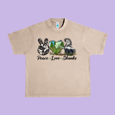 Peace Love Skunks Urban Heavy Tee Designed By Lillyallendesigns