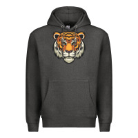 Charcoal Heather tiger vector face Premium Hoodie - artisFamous