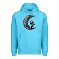 Ocean Blue digging the moon Premium Hoodie - artisFamous