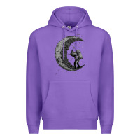 Purple digging the moon Premium Hoodie - artisFamous