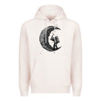 Pale Pink digging the moon Premium Hoodie - artisFamous