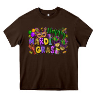Chocolate Brown happy mardi gras Heavy Core Tee - FaDigitalArtStudio