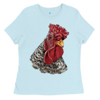 Baby Blue dominique rooster head Ladies Tee - LillyAllenDesigns