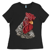 Black dominique rooster head Ladies Tee - LillyAllenDesigns