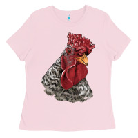 Bubblegum Pink dominique rooster head Ladies Tee - LillyAllenDesigns