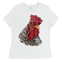 White dominique rooster head Ladies Tee - LillyAllenDesigns
