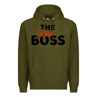 Army Green the real boss matching couple Premium Hoodie - artisFamous