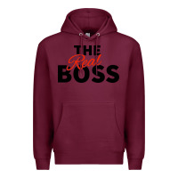 Burgundy the real boss matching couple Premium Hoodie - artisFamous