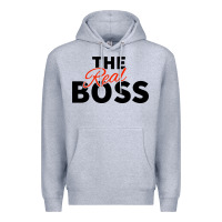 Heather Grey the real boss matching couple Premium Hoodie - artisFamous