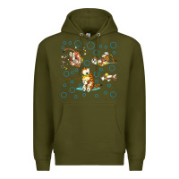 Army Green calvin and hobbes Premium Hoodie - artisFamous